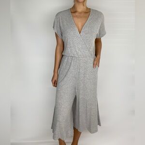 BOBI Los Angeles Rib Knit‎ Docket Dolman Sleeve Crop Jumpsuit